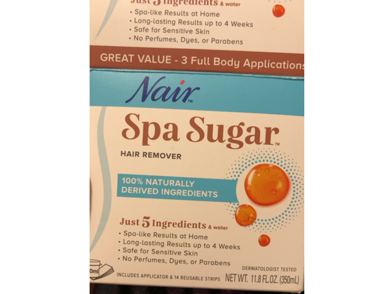 Nair Spa Sugar Wax Hair Remover, 11.8 fl oz/350 mL, 14 Counts