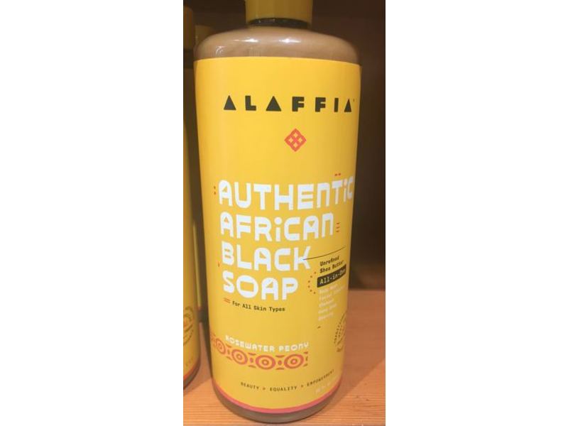 Alaffia Authentic African Black Soap, Rosewater Peony, 32 fl oz