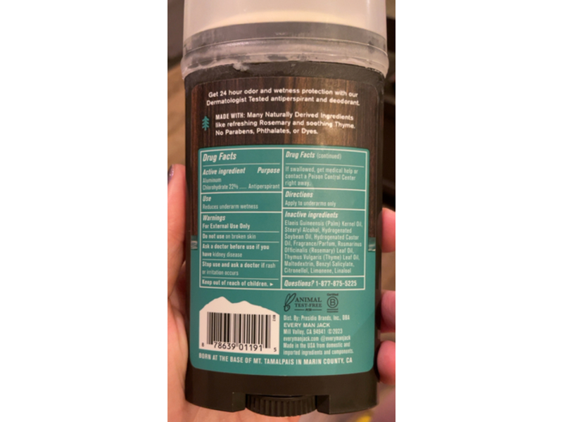 Every Man Jack Antiperspirant + Deodorant, Sea Salt, 2.6 oz/73 g