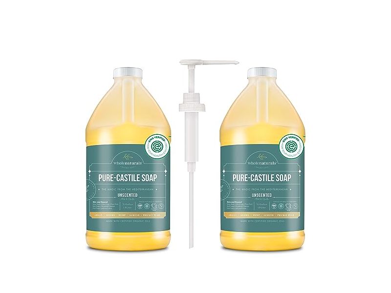 Wholenaturals Pure-Castile Soap, Unscented, 64 fl oz, Pack Of 2