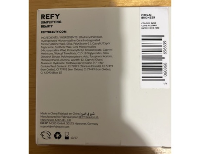 Refy Beauty Cream Bronzer, Sand, 0.29 oz/8.3 g