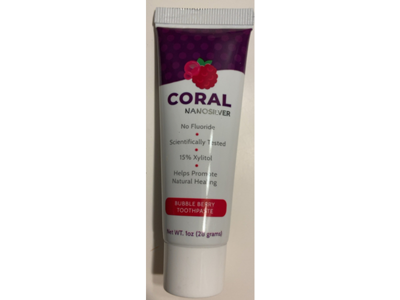 Coral Nanosilver Toothpaste, Bubble Berry, 1 oz/28 g