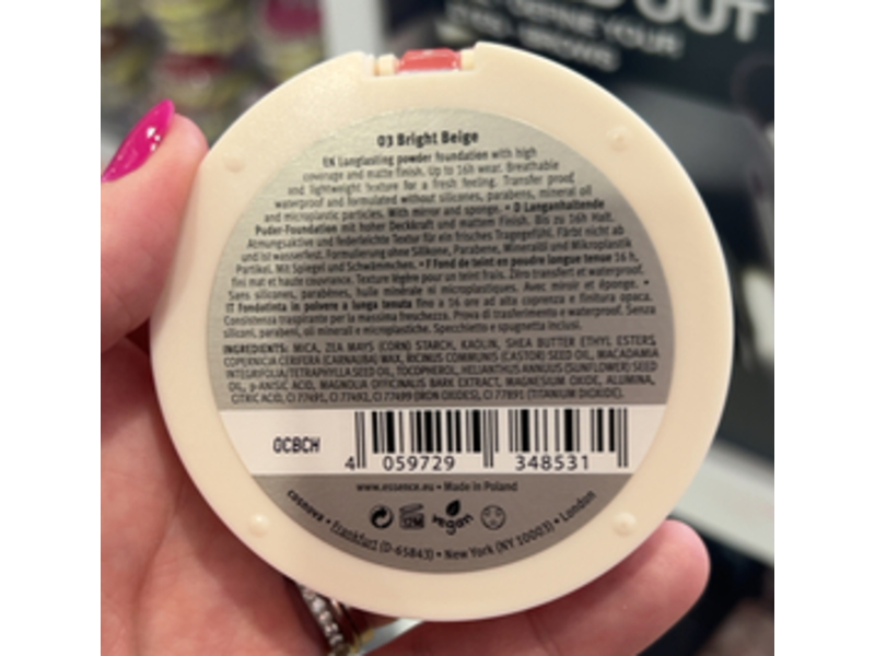 Essence 16h Cover & Last Powder Foundation, 03 Bright Beige, 0.28 oz/8 g