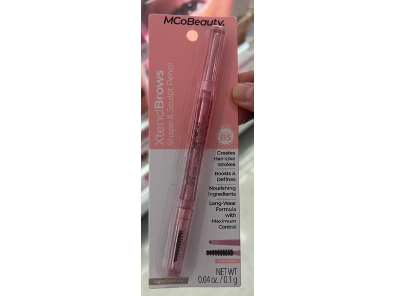 MCoBeauty XtendBrows Shape & Sculpt Pencil, Light/Medium, 0.04 oz/0.1 g