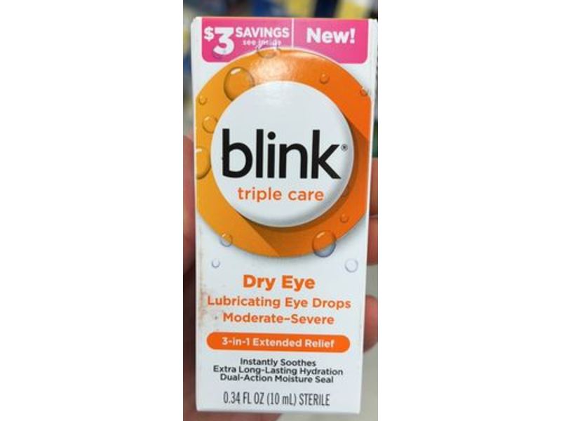 Blink Triple Care 3-In-1 Extended Relief Dry Eye Lubricant, 0.34 fl oz/10 mL