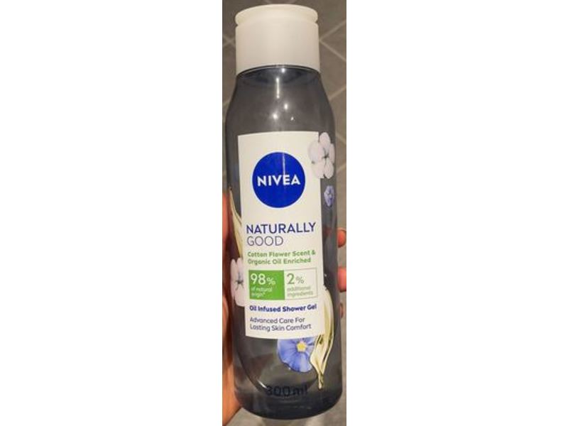 Nivea Naturally Good Shower Gel, Cotton Flower Scent & Organic Oil Enriched, 300 mL