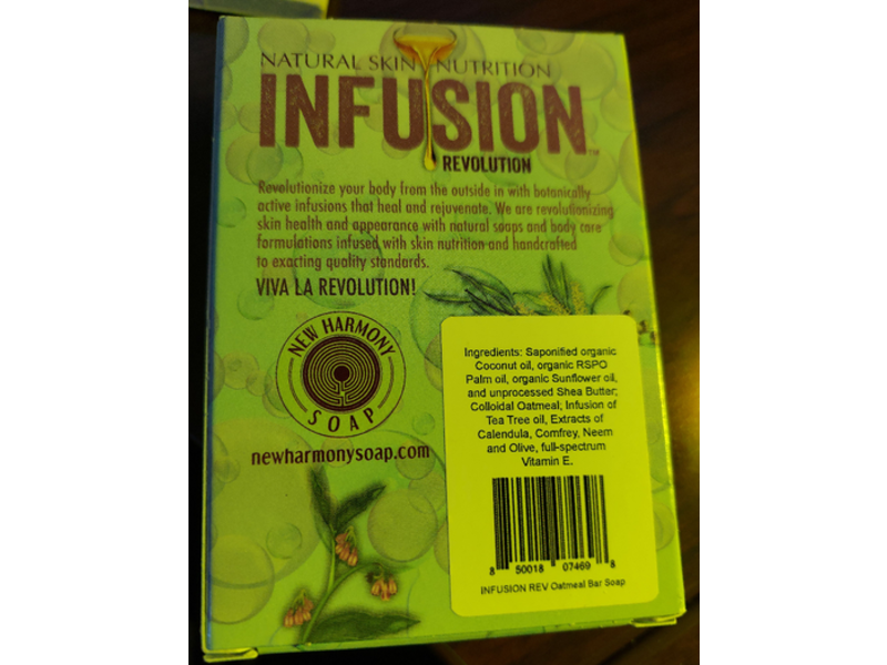 New Harmony Infusion Revolution Skin Nutrition Bar Soap, Oatmeal