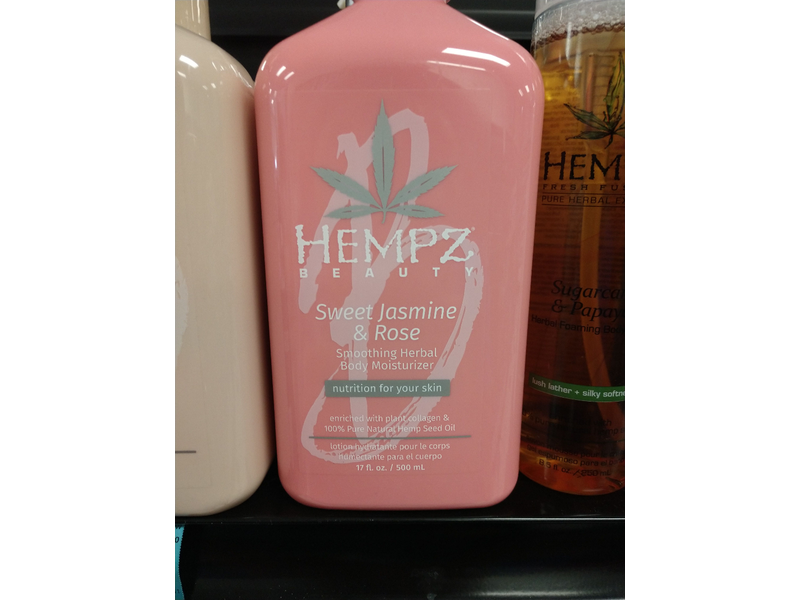 Hempz Beauty Sweet Jasmine & Rose Smoothing Herbal Body Moisturizer, 17 fl oz/500 mL