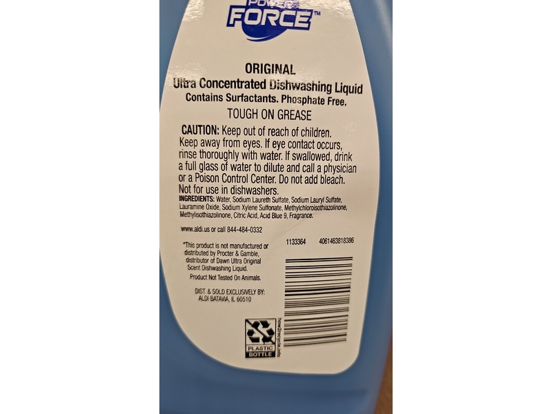 Power Force Ultra Dishwashing Liquid, Original, 75 fl oz/2.2 L