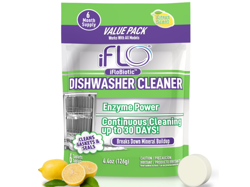 iFLO Dishwasher Cleaner Tablets, Citrus Scent, 4.4 oz/126 g, 6 Count