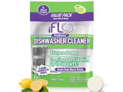 iFLO Dishwasher Cleaner Tablets, Citrus Scent, 4.4 oz/126 g, 6 Count