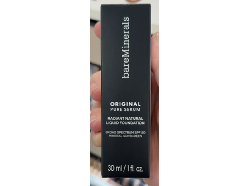 bareMinerals Original Pure Serum Radiant Natural Liquid Foundation, SPF 20, Fair Cool, 1 fl oz/30 mL