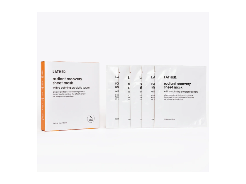 Lather Radiant Recovery Sheet Mask, 0.68 fl oz/20 mL, 5 Count