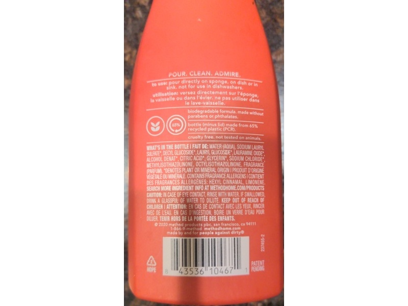 Method Dish Soap, Honeycrisp Apple, 18 fl oz/532 mL