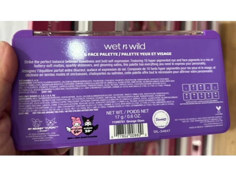 Wet N Wild My Melody & Kuromi Eye & Face Palette, Grunge Glam,0.6 oz/17 g