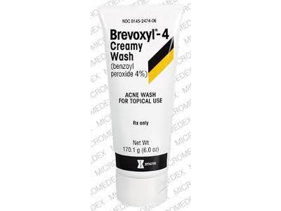 Brevoxyl-4 (benzoyl peroxide) Creamy Wash 4%, 170 Grams, Stiefel Laboratories, Inc. (RX)