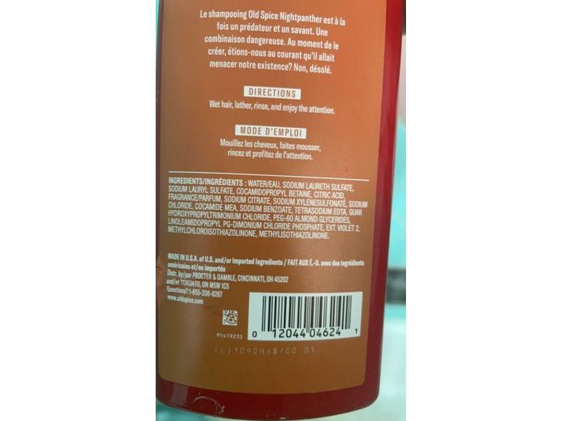 Old Spice Nightpanther Shampoo, 13.5 fl oz/400 mL, Pack Of 6