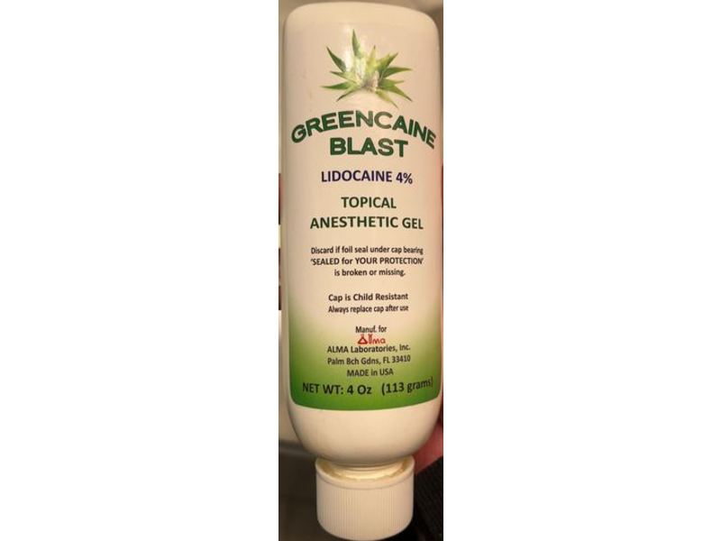 Greencaine Blast Lidocaine 4 % Topical Anesthetic Gel, 4 oz/113 g