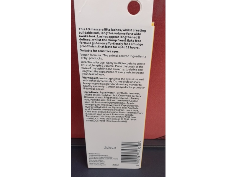 No7 4D Lift & Curl Mascara, Black, 0.23 fl oz/7 mL