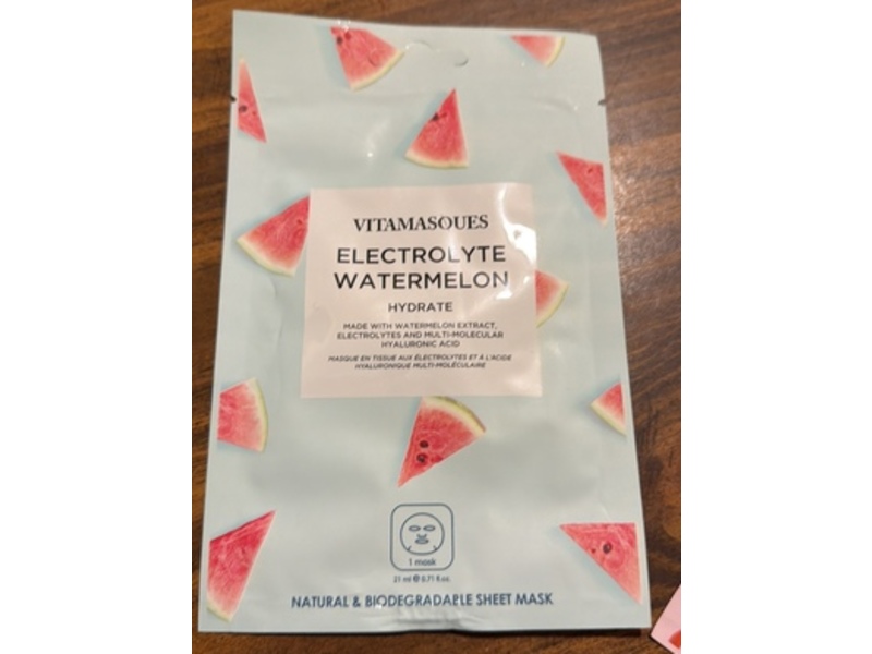 Vitamasques Hydrate Sheet Mask, Electrolyte Watermelon, 0.71 fl oz/21 mL, Pack Of 7