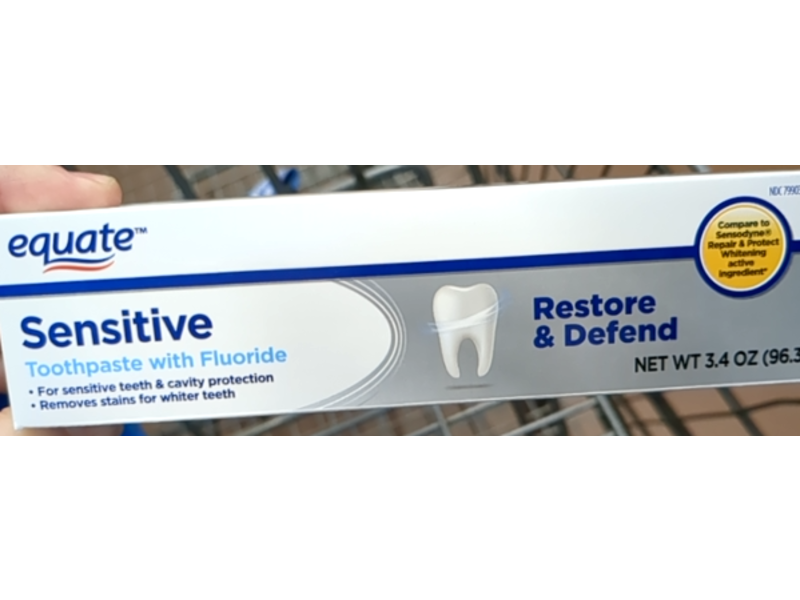 Equate Sensitive Toothpaste, Restore & Defend, 3.4 oz/96.3 g