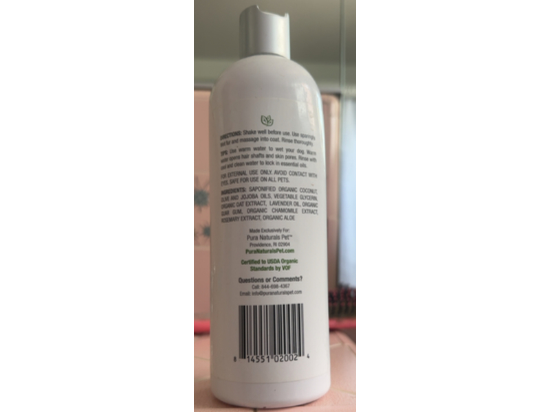 Pura Naturals Pet Soothing Lavender & Chamomile Shampoo, 16 fl oz/473 mL