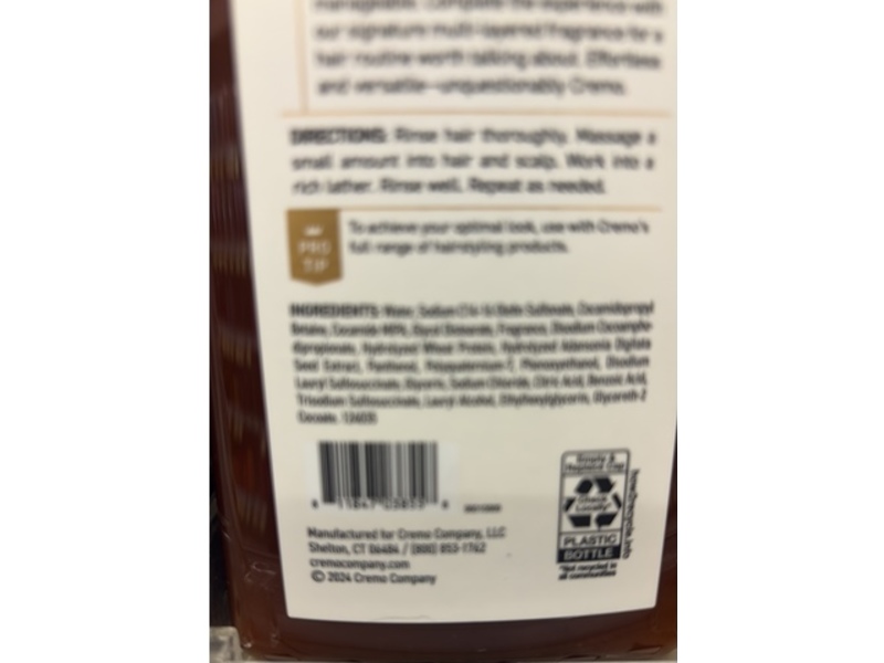 Cremo 2 In 1 Shampoo & Conditioner, Italian Bergamot, 16 fl oz/473 mL