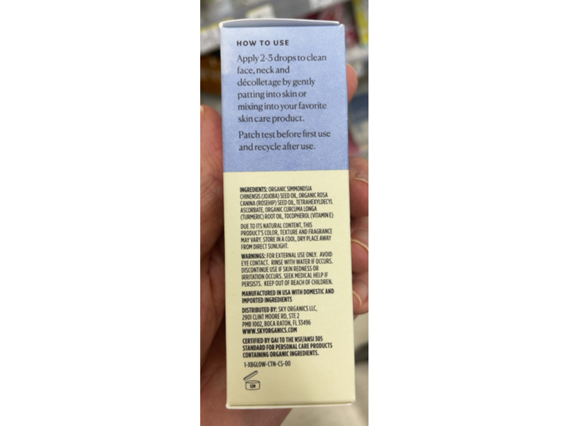 Sky Organics Vitamin C Bright Glow Oil Serum, Rosehip & Turmeric Oil Blend, 1 fl oz/30 mL