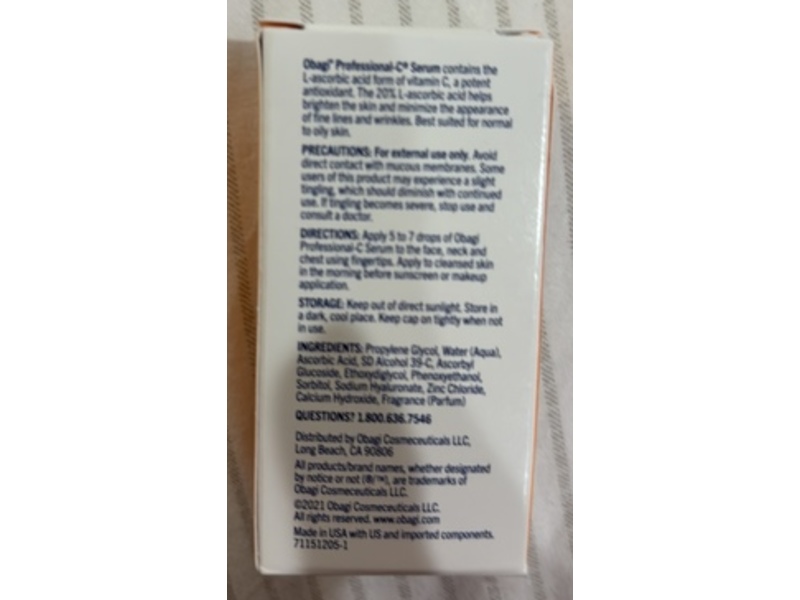 Obagi Professional-C Serum, 20% L-Ascorbic Acid & Vitamin C, 0.17 oz/5 mL