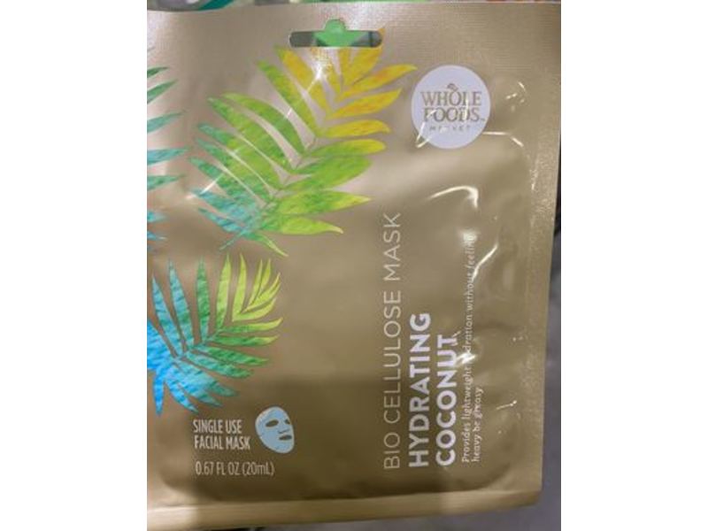 Whole Foods Bio Cellulose Hydrating Facial Mask, Coconut, 0.67 fl oz/20 mL