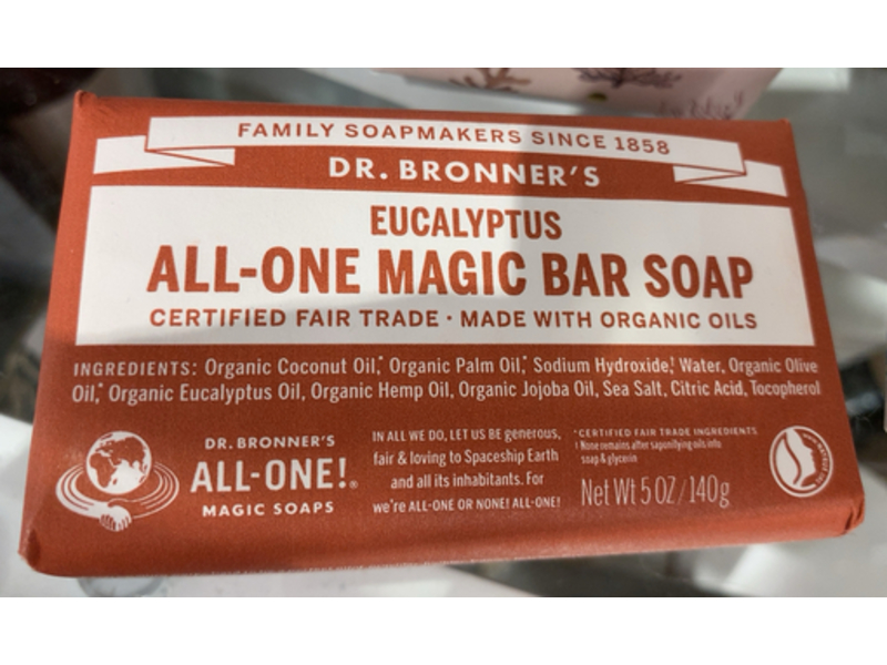 Dr. Bronner's All-One Magic Bar Soap, Eucalyptus, 5 oz/140 g