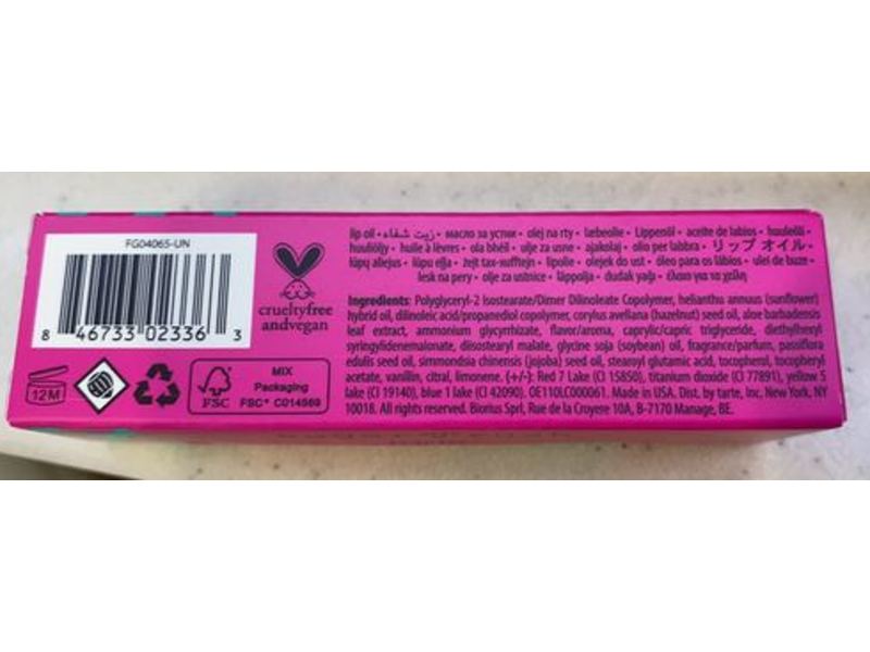 Tarte Sugar Rush Lip Sip Vegan Lip Oil, Cherry Slush, 0.1 fl oz/3 mL