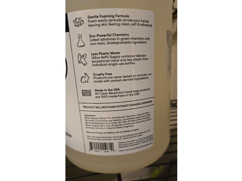 Clean Revolution Foaming Hand Soap, Spring Air,128 fl oz