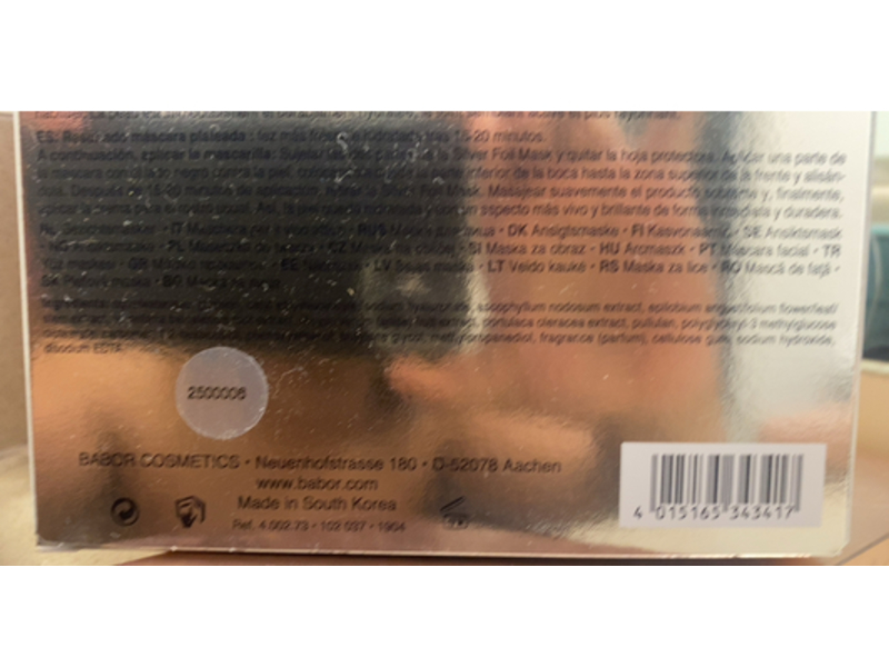Babor Doctor Lifting RX Silver Foil Mask, 4 Count