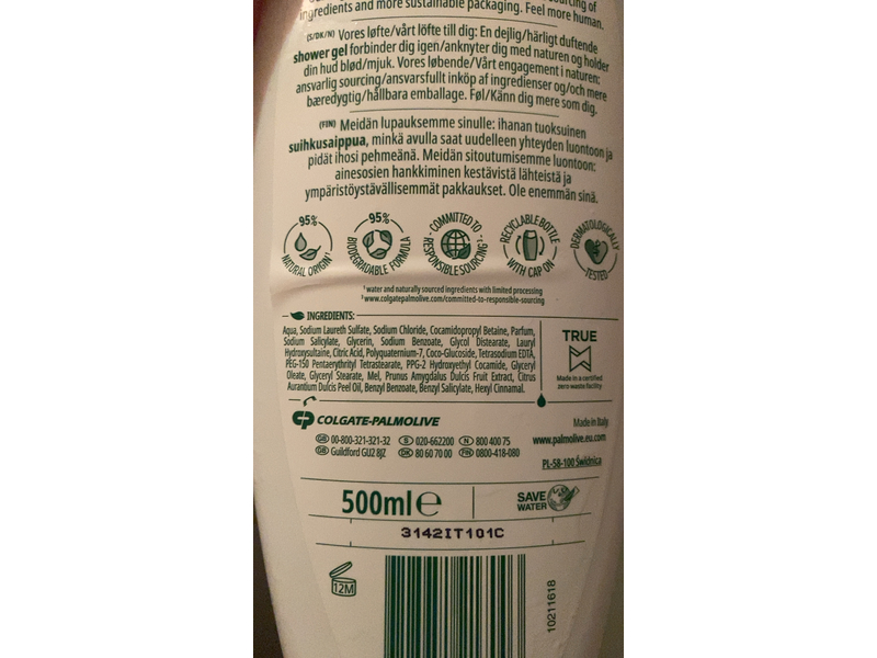 Palmolive Naturals Shower Cream, Milk & Honey, 500 mL