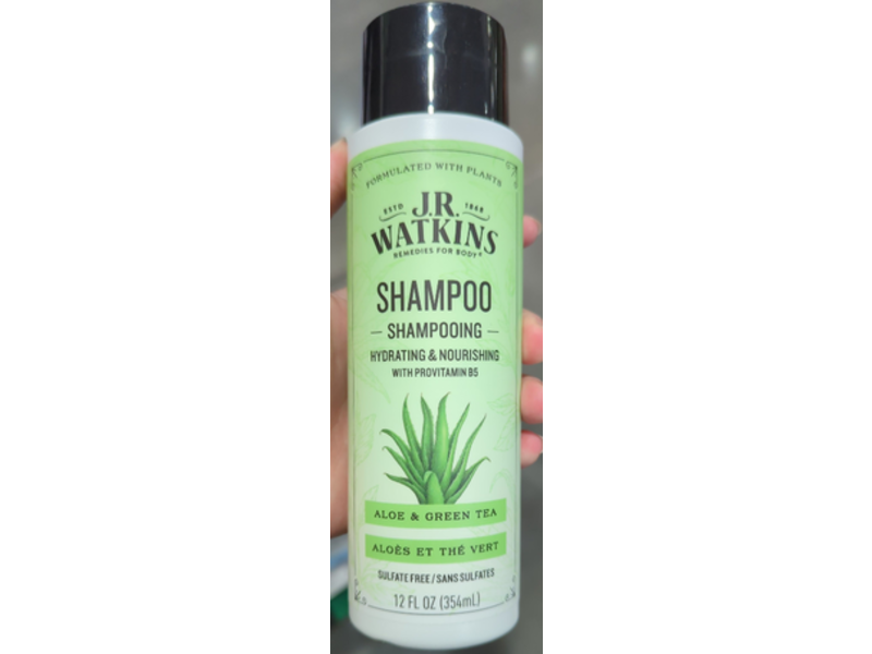 J.R. Watkins Hydrating & Nourishing Shampoo, Aloe & Green Tea, 12 fl oz/354 mL, Pack Of 2