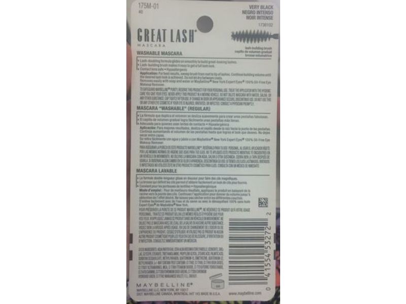 Maybelline Great Lash Mascara, 101 Very Black, 0.43 fl oz, 12.7 mL