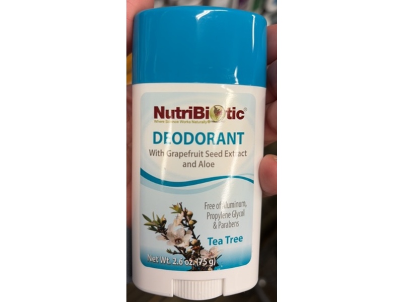 Nutribiotic Deodorant, Tea Tree Grapefruit Seed Extract & Aloe, 2.6 oz/75 g