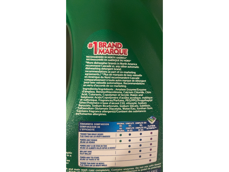 Cascade Complete Gel Dishwasher Detergent, Fresh Scent, 60 oz/1.7 Kg