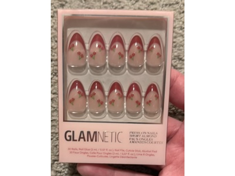 Glamnetic Short Almond Press On Nails, 1C-Cherry Bomb, 0.07 fl oz/2 mL