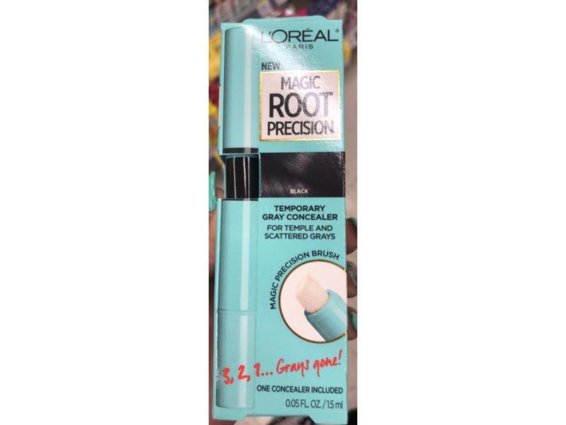 L'Oreal Paris Magic Root Precision Temporary Gray Concealer, Black, 0.05 fl oz/15 mL