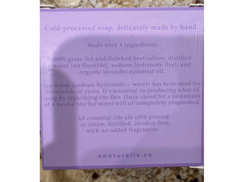 O'Naturelle Grassfed & Finished Tallow Soap, Lavender, 5 oz/140 g