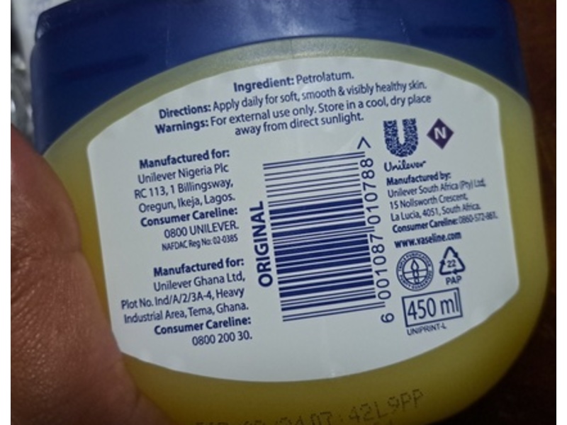 Vaseline Original Petroleum Jelly, 450 mL