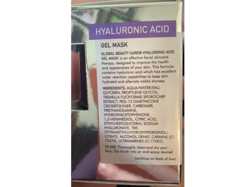 Global Beauty Care Hyaluronic Acid Gel Mask, 1.7 oz/50 mL