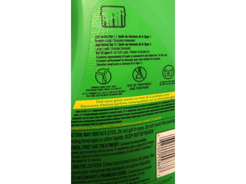 Gain + Aroma Boost Laundry Detergent, Original, 45 Loads, 65 fl oz/1.92 L