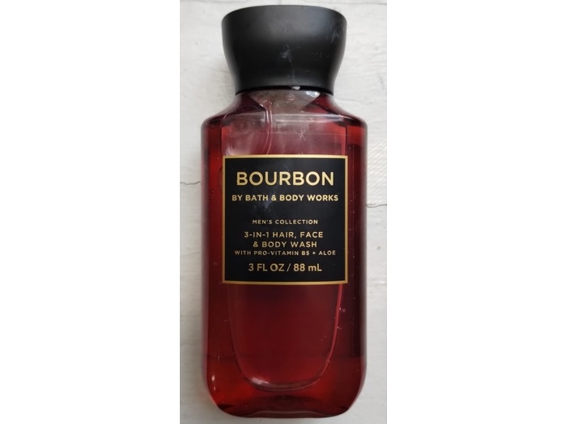 Bath & Body Works Bourbon 3 In 1 Hair, Face & Body Wash, Pro-Vitamin B5 + Aloe, 3 fl oz/88 mL
