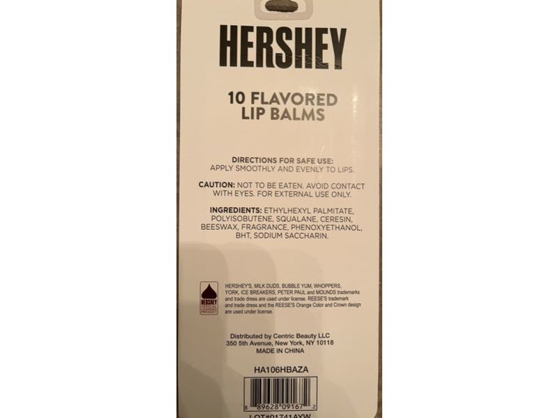 Hershey 10 Flavored Lip Balms, 1.40 oz/40 g