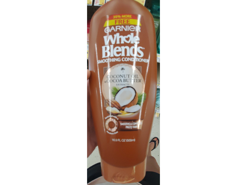 Garnier Whole Blends Smoothing Conditioner, Coconut Oil & Cocoa Butter Extracts, 16.9 fl oz/500 mL