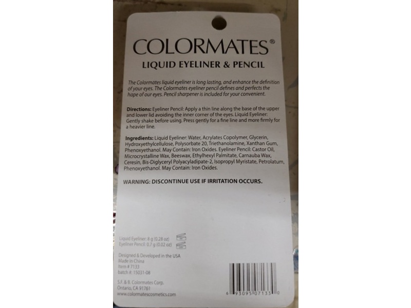 Colormates Liquid Eyeliner & Pencil, Black, 0.30 oz/8.7 g