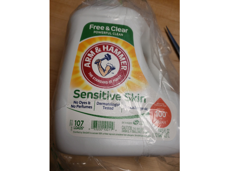 Arm & Hammer Sensitive Skin Liquid Laundry Detergent, Free & Clear, 107 Loads, 144.5 fl oz/14.27 L